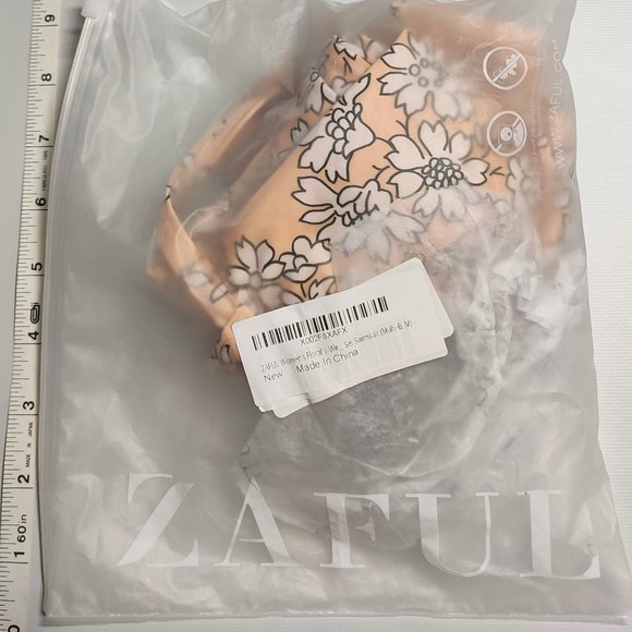 NWT ZAFUL Medium V-wire Push Up Cream Orange bikini set - Picture 3 of 6